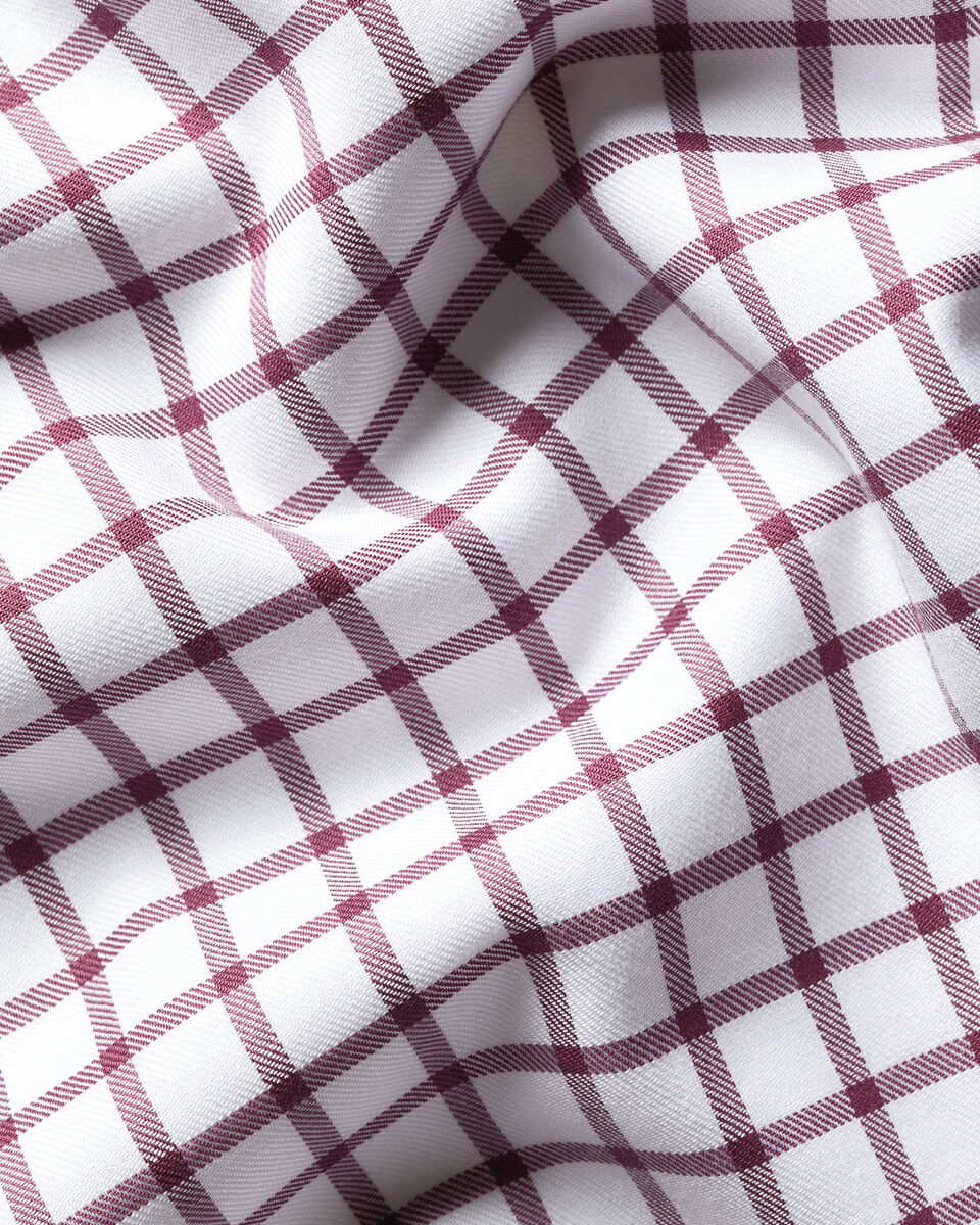 Charles Tyrwhitt Non-Iron Twill Check Shirt - Dark Pink