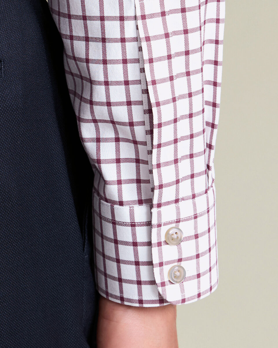 Charles Tyrwhitt Non-Iron Twill Check Shirt - Dark Pink