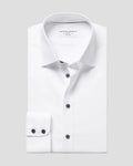 Charles Tyrwhitt Non-Iron Twill Shirt - White with Navy Buttons
