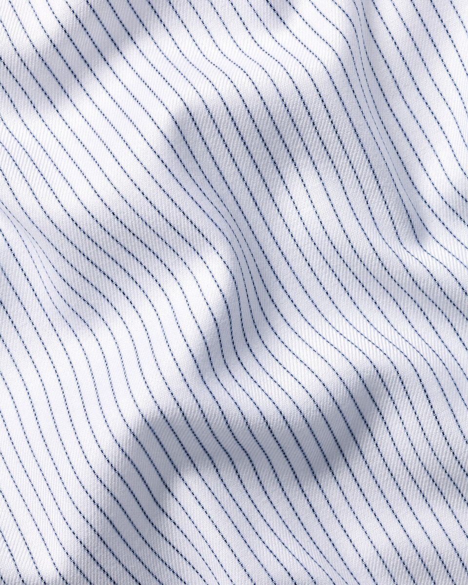 Charles Tyrwhitt Cutaway Collar Non-Iron Twill Stripe Shirt – Indigo Blue