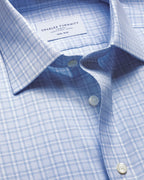 Charles Tyrwhitt Non-Iron Twill Windowpane Check Shirt - Sky Blue