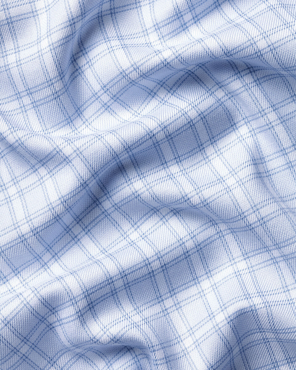 Charles Tyrwhitt Non-Iron Twill Windowpane Check Shirt - Sky Blue