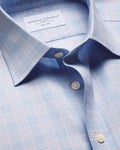 Charles Tyrwhitt Non-Iron Twill Prince of Wales Check Shirt - Sky Blue & Pink