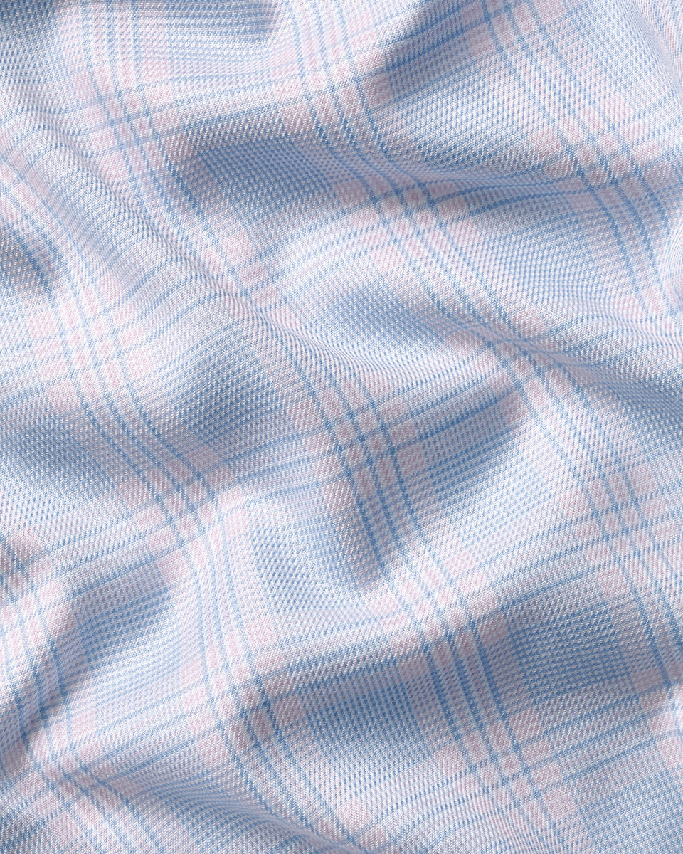 Charles Tyrwhitt Non-Iron Twill Prince of Wales Check Shirt - Sky Blue & Pink
