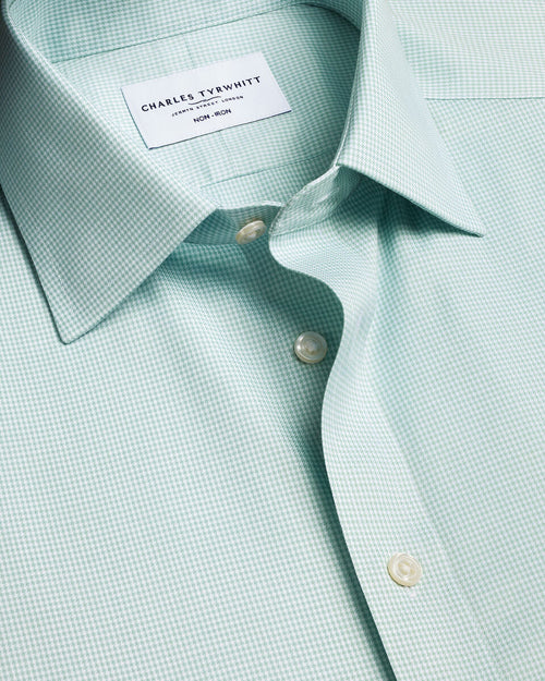 Charles Tyrwhitt Non-Iron Twill Puppytooth Shirt - Green