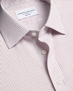 Charles Tyrwhitt Non-Iron Twill Stripe Shirt - Burgundy