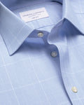 Charles Tyrwhitt Non-Iron Twill Prince of Wales Check Shirt - Sky Blue