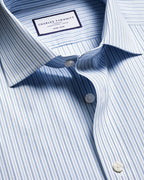 Charles Tyrwhitt Non-Iron Poplin Stripe Shirt - Mid Blue