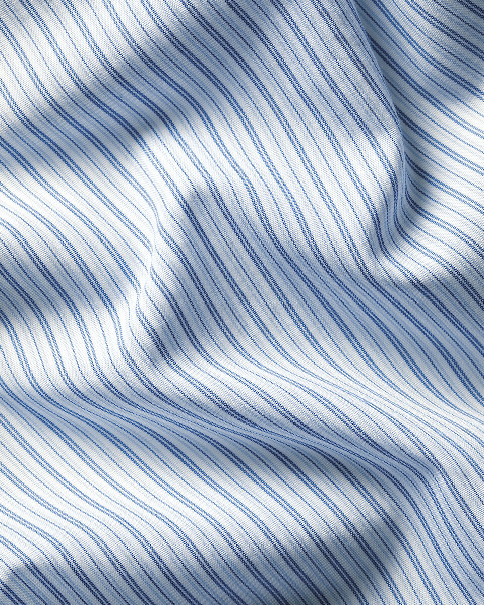 Charles Tyrwhitt Non-Iron Poplin Stripe Shirt - Mid Blue