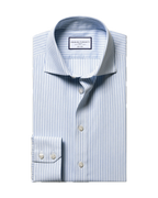 Charles Tyrwhitt Non-Iron Poplin Stripe Shirt - Mid Blue
