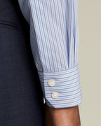 Charles Tyrwhitt Non-Iron Poplin Stripe Shirt - Mid Blue