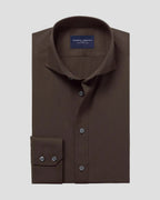 Charles Tyrwhitt Non-Iron Stretch Poplin Shirt - Chocolate