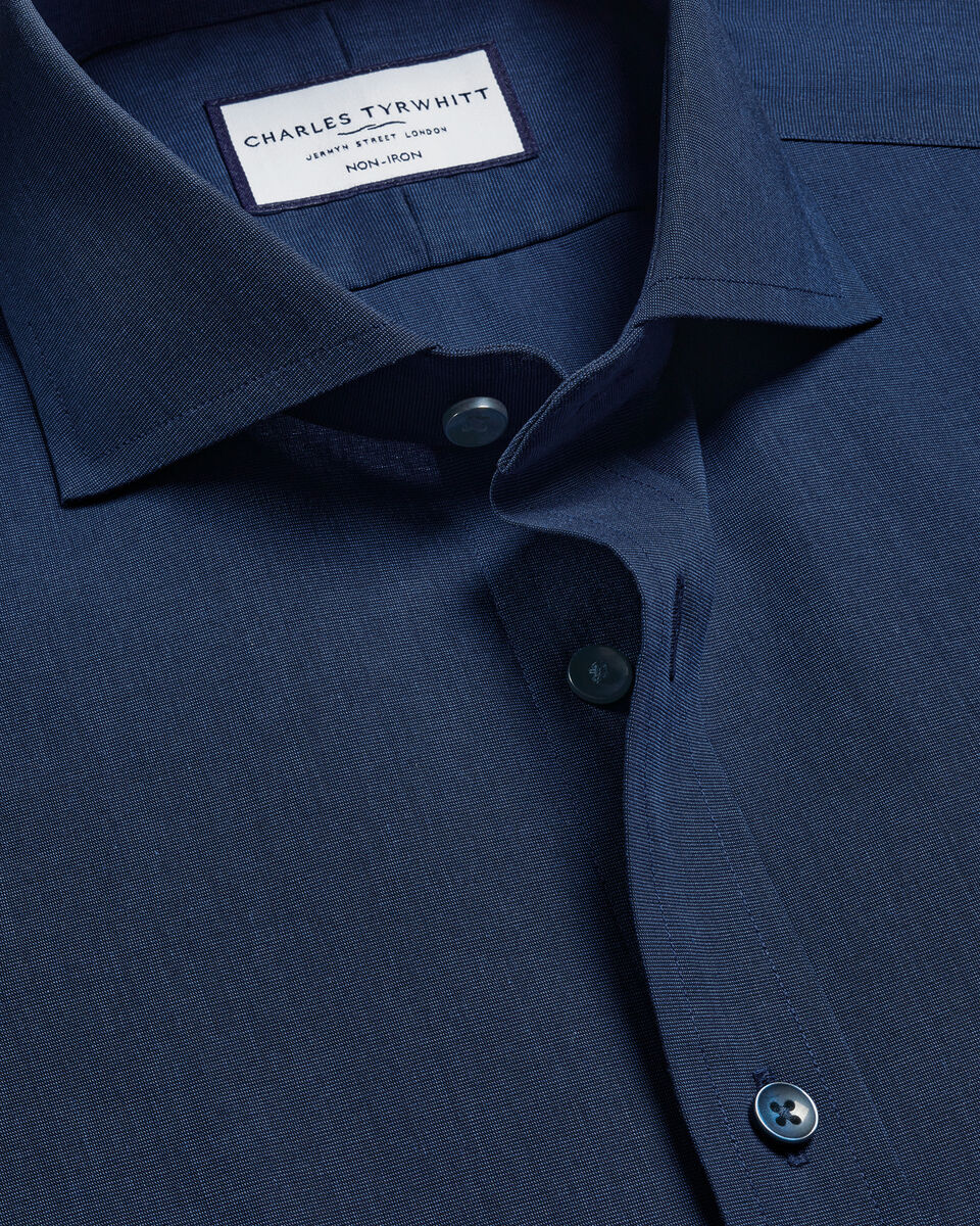 Charles Tyrwhitt Non-Iron Stretch Poplin Shirt - Royal Blue