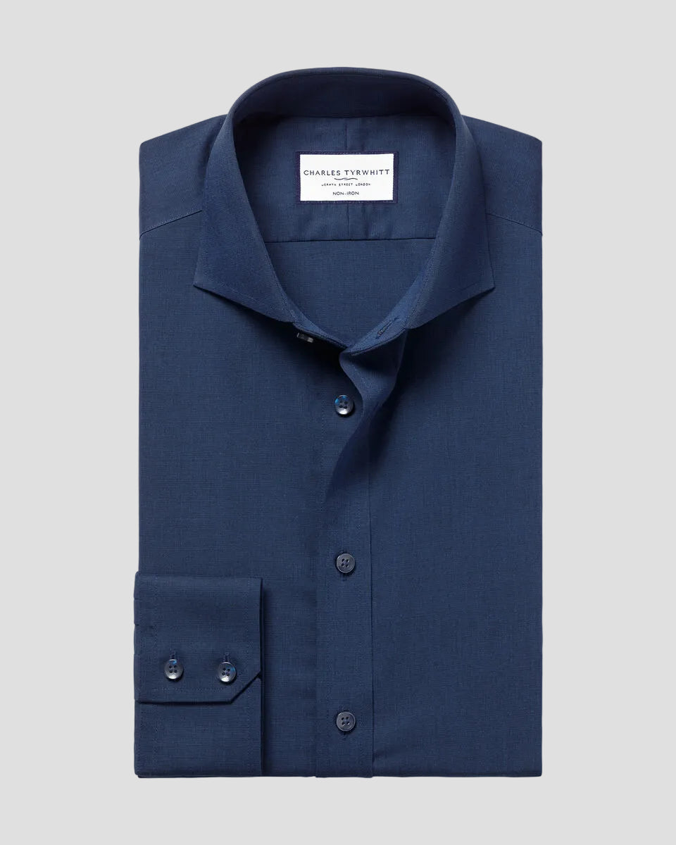Charles Tyrwhitt Non-Iron Stretch Poplin Shirt - Royal Blue