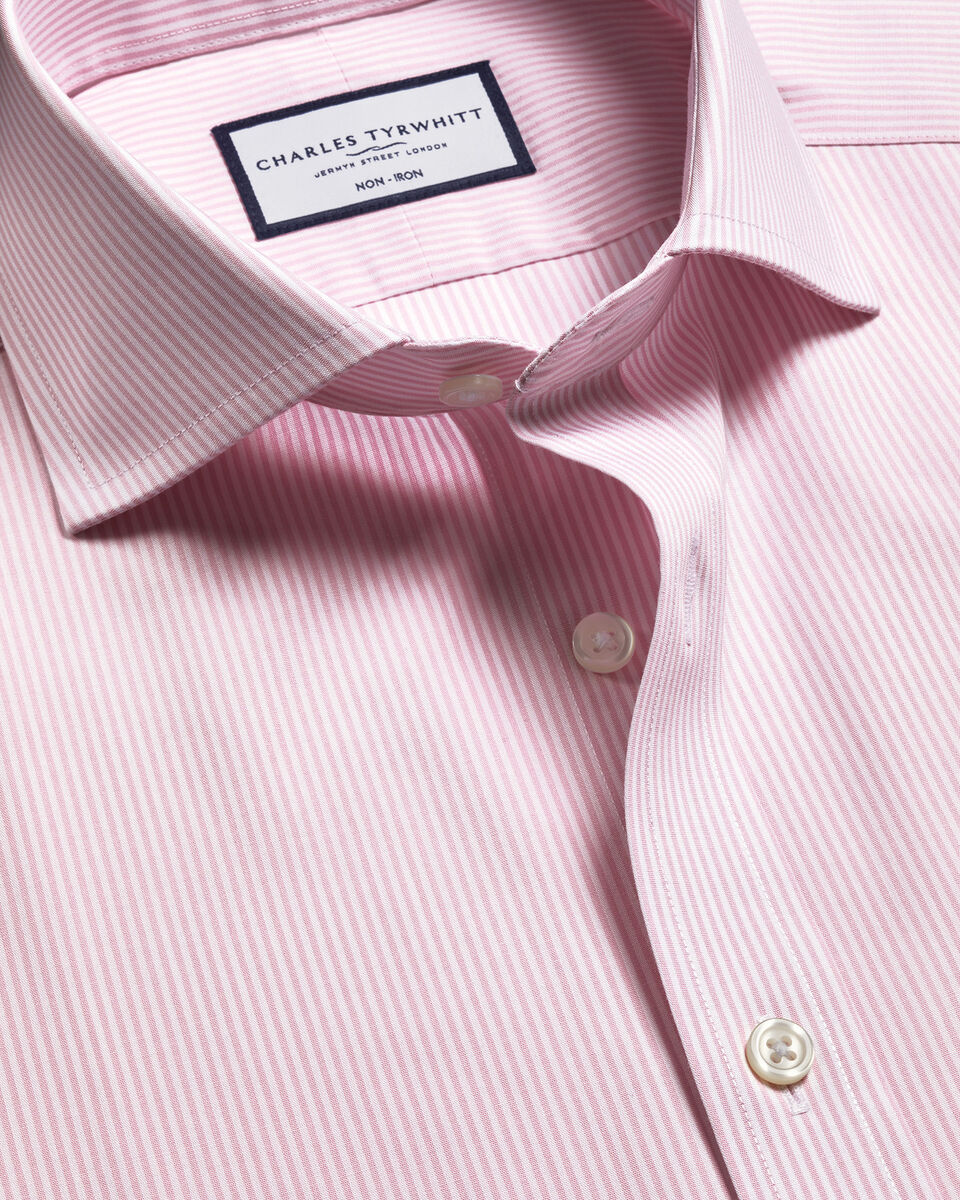 Charles Tyrwhitt Non-Iron Poplin Bengal Stripe Shirt - Pink