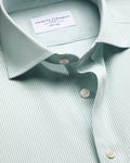 Charles Tyrwhitt Cutaway Collar Non-Iron Stretch Poplin Bengal Stripe Shirt – Mid Green