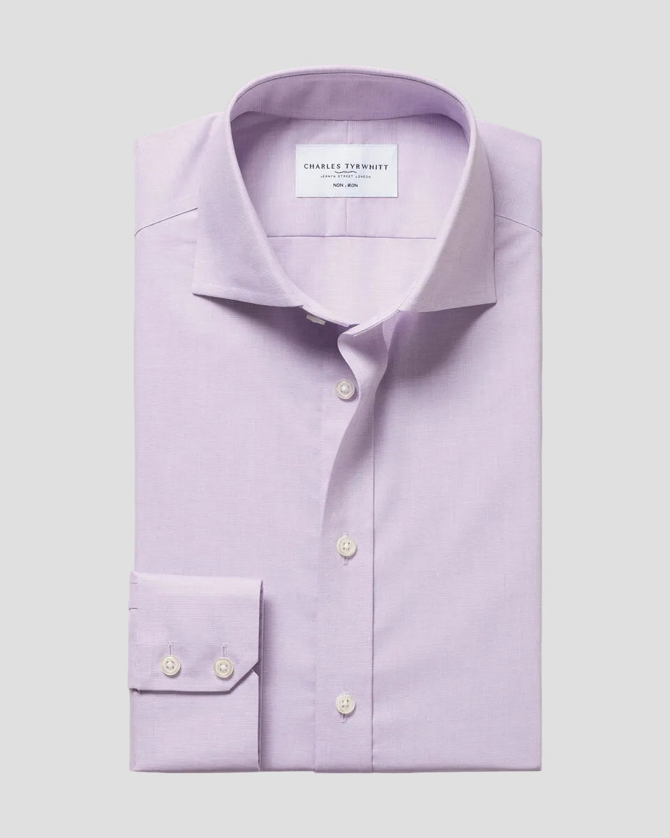 Charles Tyrwhitt Non-Iron Stretch Poplin Shirt - Lilac Purple