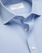 Charles Tyrwhitt Non-Iron Poplin Grid Check Shirt - Mid Blue