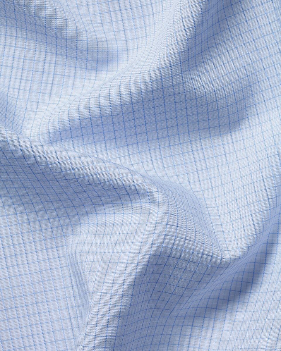 Charles Tyrwhitt Non-Iron Poplin Grid Check Shirt - Mid Blue