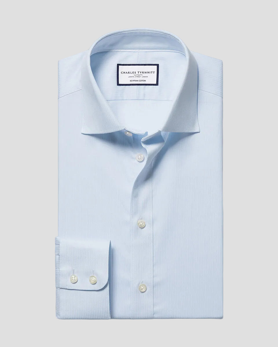 Charles Tyrwhitt Luxury Stripe Shirt - Ice Blue
