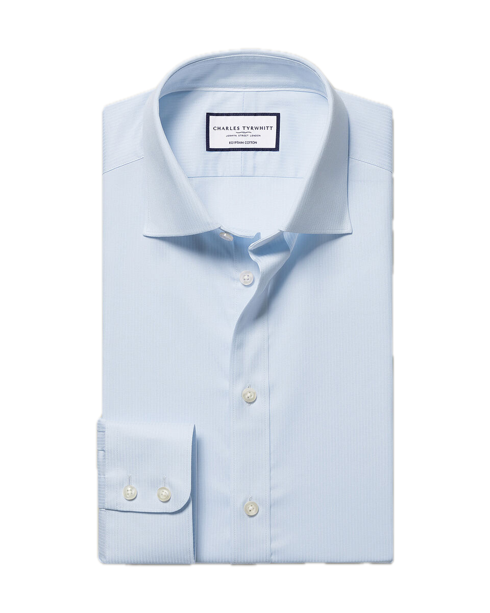 Charles Tyrwhitt Luxury Stripe Shirt - Ice Blue