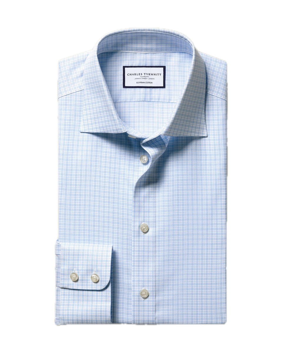 Charles Tyrwhitt Luxury Check Shirt - Light Blue