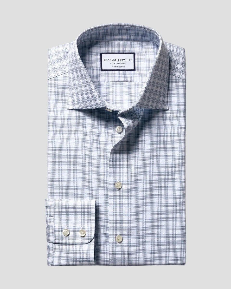 Charles Tyrwhitt Luxury Check Shirt - Indigo Blue