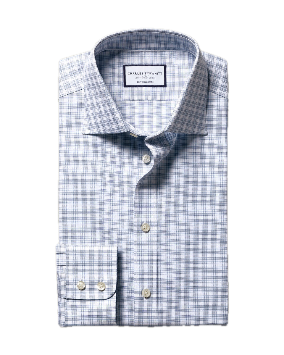 Charles Tyrwhitt Luxury Check Shirt - Indigo Blue