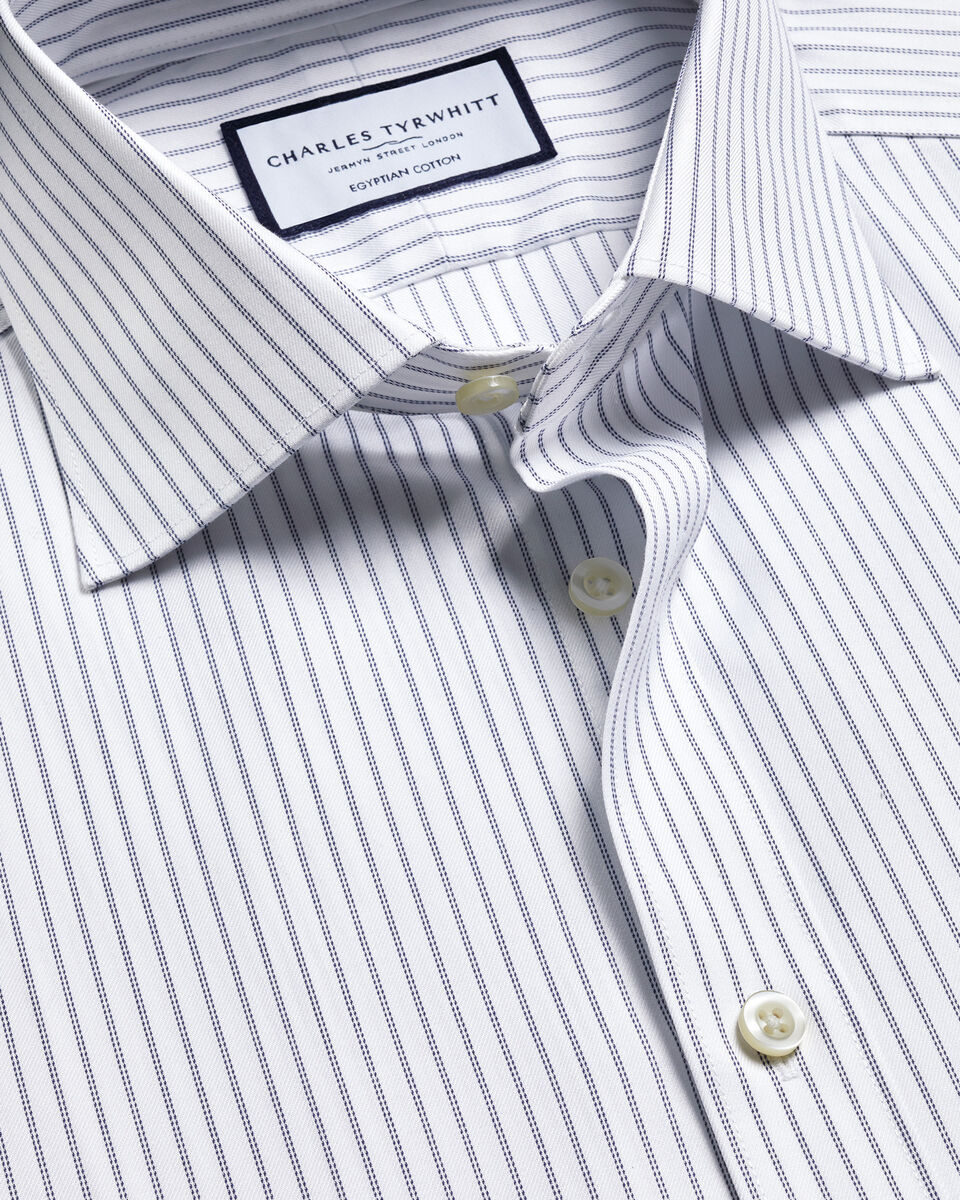 Charles Tyrwhitt Luxury Stripe Shirt - Mid Blue