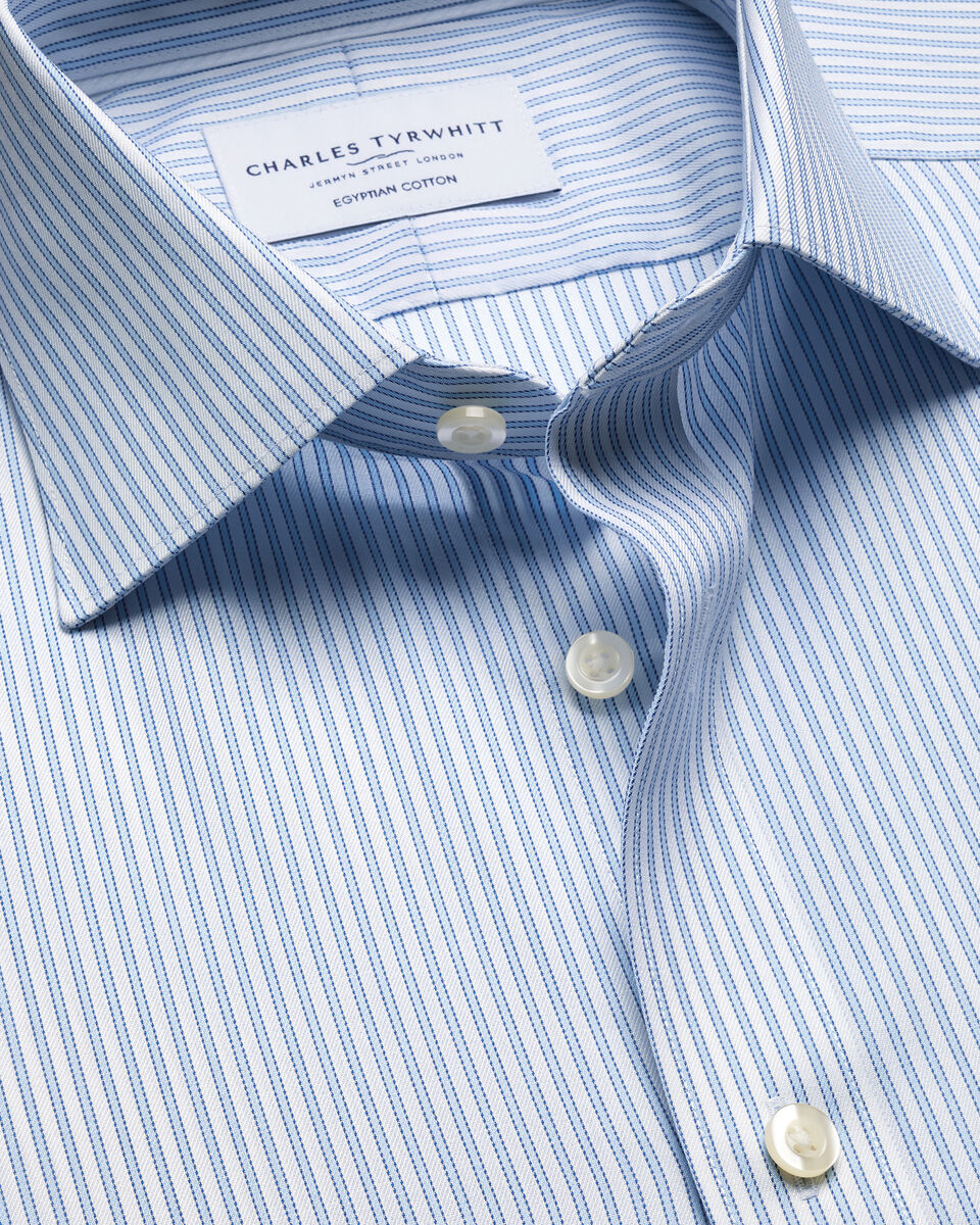 Charles Tyrwhitt Luxury Stripe Shirt - Cornflower Blue