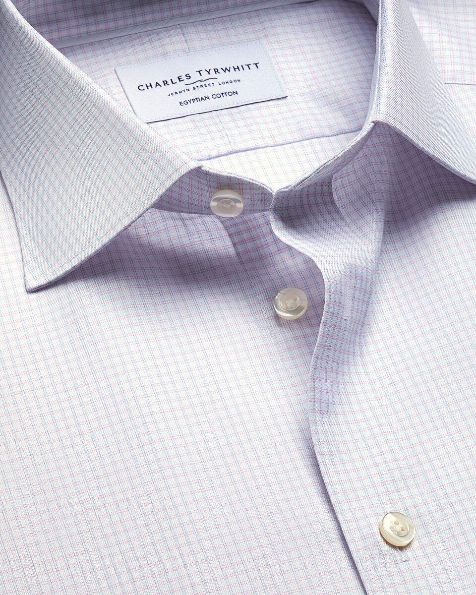 Charles Tyrwhitt Luxury Check Shirt - Light Pink & Sky Blue