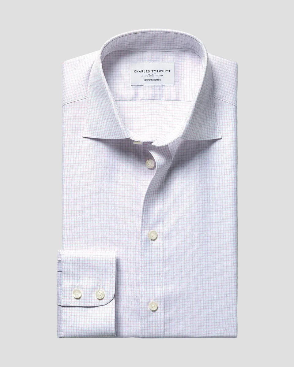 Charles Tyrwhitt Luxury Check Shirt - Light Pink & Sky Blue