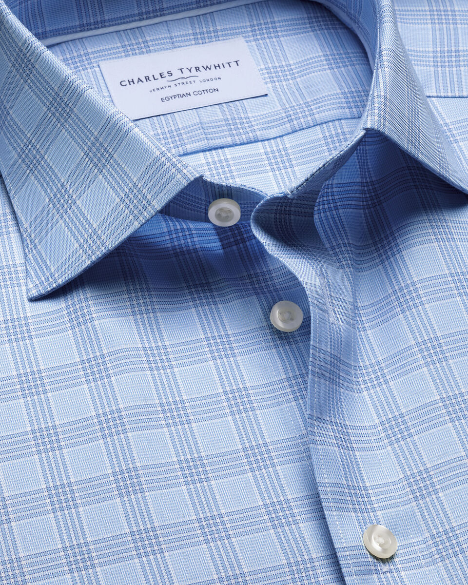 Charles Tyrwhitt Luxury Check Shirt - Sky Blue