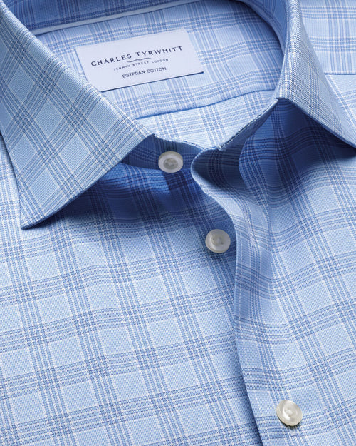 Charles Tyrwhitt Luxury Check Shirt - Sky Blue