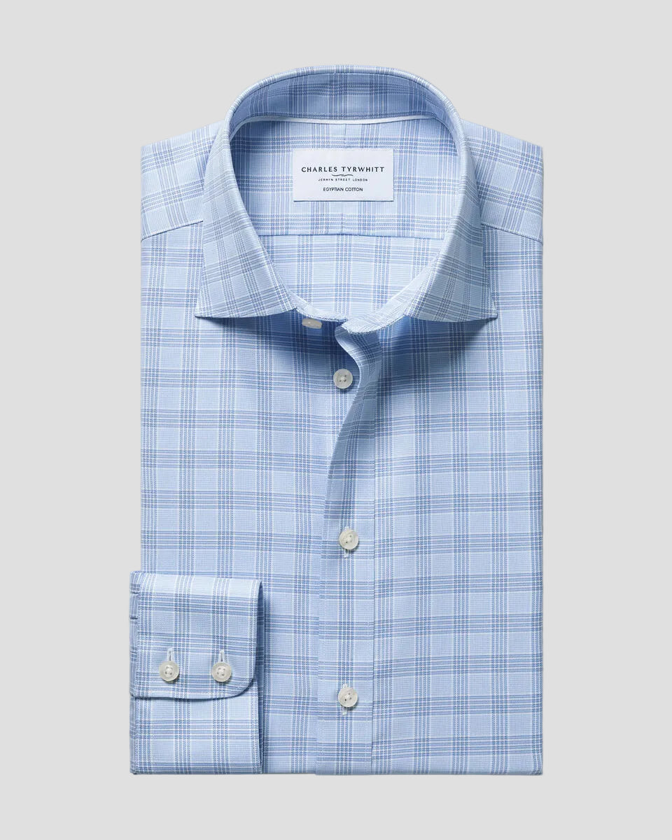 Charles Tyrwhitt Luxury Check Shirt - Sky Blue