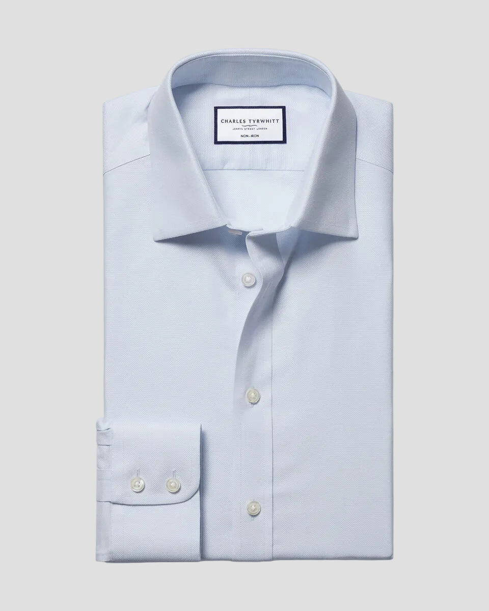 Charles Tyrwhitt Non-Iron Royal Oxford Shirt - Ice Blue