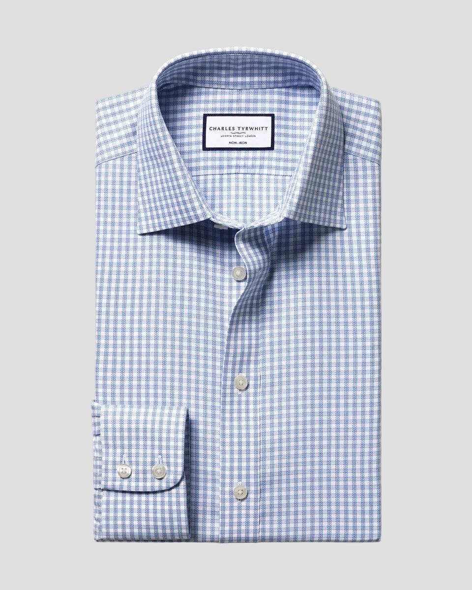 Charles Tyrwhitt Non-Iron Royal Oxford Check Shirt - Blue