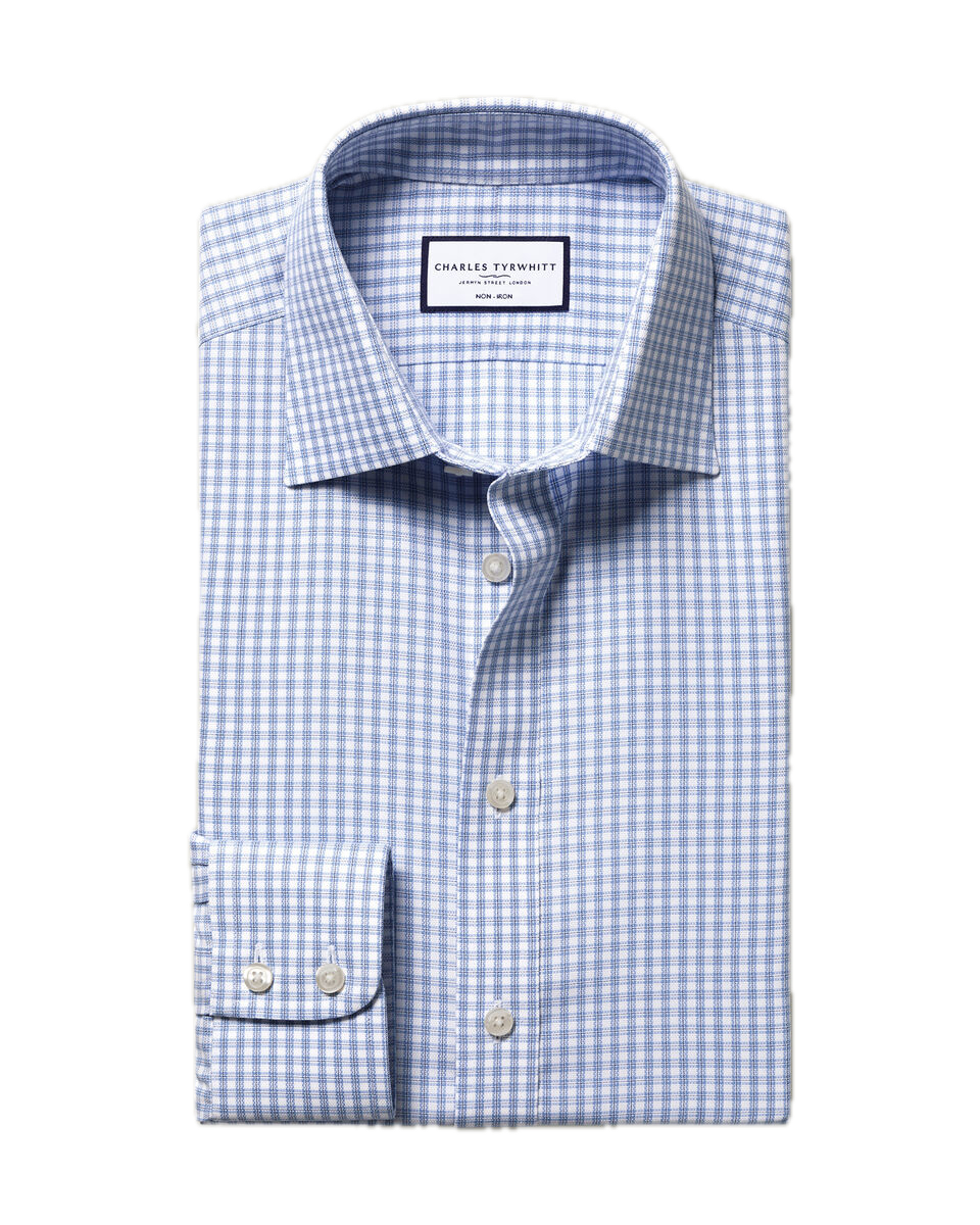 Charles Tyrwhitt Non-Iron Royal Oxford Check Shirt - Blue