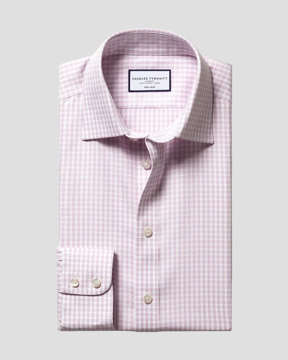 Charles Tyrwhitt Non-Iron Royal Oxford Check Shirt - Pink