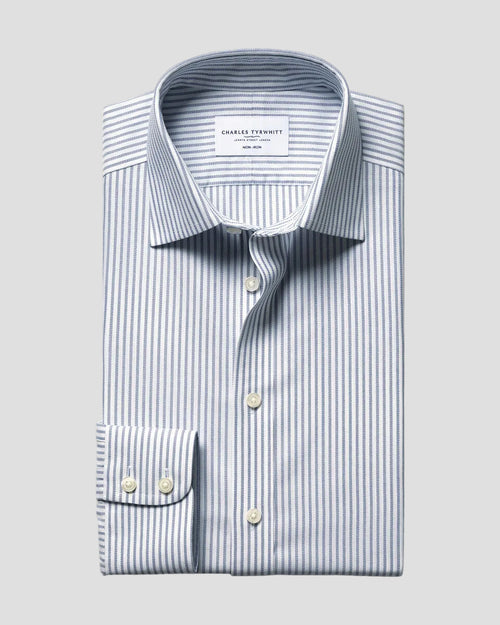 Charles Tyrwhitt Non-Iron Royal Oxford Stripe Shirt – Indigo Blue