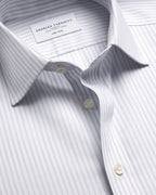 Charles Tyrwhitt Non-Iron Royal Oxford Stripe Shirt - Silver Grey