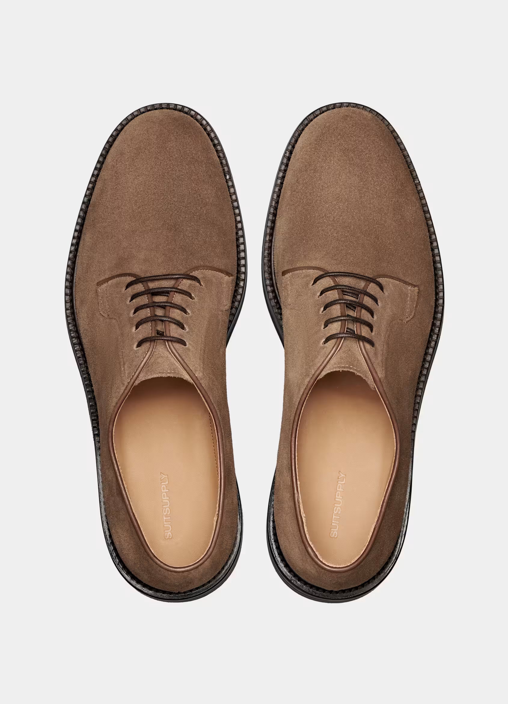 SUITSUPPLY Light Brown Derby – Italian Calf Suede