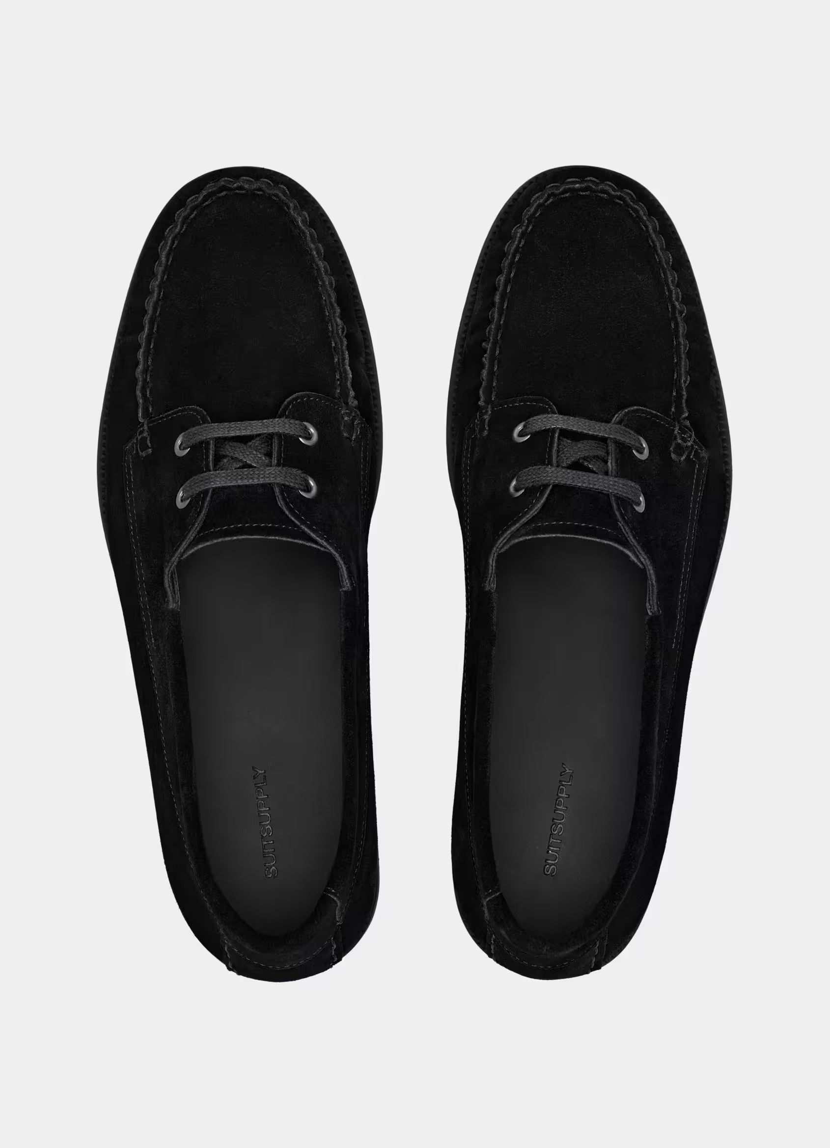 SUITSUPPLY Black Boat Shoe – Italian Calf Suede