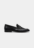 SUITSUPPLY Black Fine Pebbled Grain Penny Loafer
