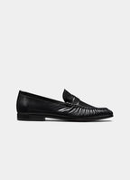 SUITSUPPLY Black Fine Pebbled Grain Penny Loafer
