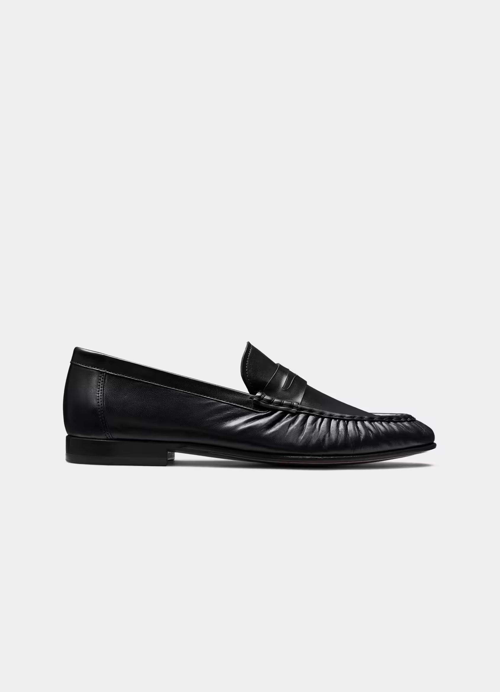SUITSUPPLY Black Fine Pebbled Grain Penny Loafer