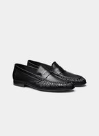SUITSUPPLY Black Fine Pebbled Grain Penny Loafer