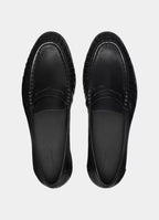 SUITSUPPLY Black Fine Pebbled Grain Penny Loafer