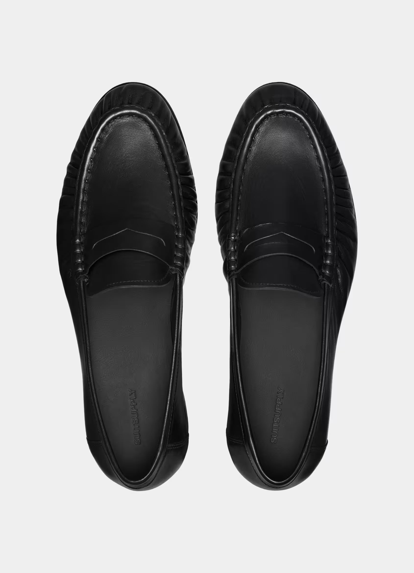 SUITSUPPLY Black Fine Pebbled Grain Penny Loafer