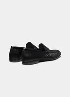 SUITSUPPLY Black Fine Pebbled Grain Penny Loafer